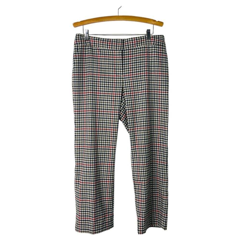 Jones NY cream green black plaid preppy academia ankle trouser pants 14